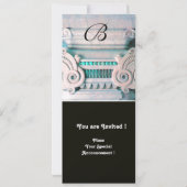 ELEGANT STILVOLLE DEKOR, blau-grün schwarz Einladung (Rückseite)