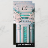 ELEGANT STILVOLLE DEKOR, blau-grün schwarz Einladung (Vorne/Hinten)