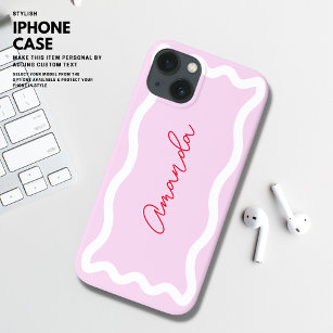 Elegant Stilvolle Fun Monogram Red Lavender Retro Case-Mate iPhone Hülle