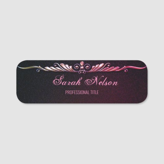 Elegant Stilvolle Glitzer Name Tag Namensschild (Vorderseite)
