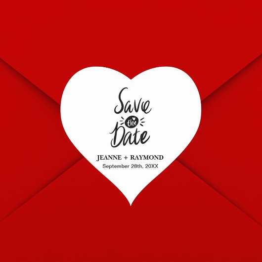 Elegant Stilvolle Hochzeit Das Datum speichern Herz-Aufkleber