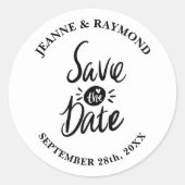 Elegant Stilvolle Hochzeit Das Datum speichern Runder Aufkleber (Vorderseite)