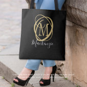 Elegant Stilvolle Monogram Script Name Black Gold Tasche