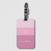 Elegant Stilvolle Monogram Script Name Pink Gepäckanhänger (Vorderseite Vertikal)