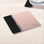 Elegant Stilvolle Perlen Schwarz Pink Rechteckiger Pappuntersetzer (angewinkelt)