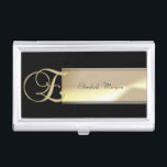 Elegant stilvolle Profi-, Schwarz-, Gold-Monogramm Visitenkarten Etui<br><div class="desc">Dieses Bild zeigt Imitate mit goldenem Hintergrund.Diamanten sind ein Mädchenfreunde.Also Leckerei selbst oder ein Freund zu etwas Besonderem mit diesem wunderschönen,  rautenbedeckten Accessoire. Wählen Sie den Kostümknopf,  um Stil,  Farbe und Größe des Schriftartes zu ändern.</div>