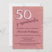 Elegant Stilvolle Rose Gold 50. Geburtstag Spanisc Einladung (Vorderseite)
