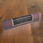 Elegant Stilvolle Rose Gold Glitzer Bokeh , Rahmen Namensplakette (Seite)