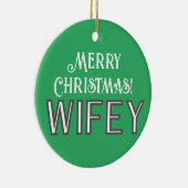 Elegant Stilvolle Typografie Merry Christmas Wifey Keramik Ornament (Rechts)