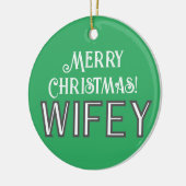 Elegant Stilvolle Typografie Merry Christmas Wifey Keramik Ornament (Links)