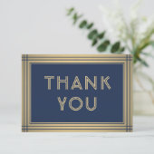 Elegant Stilvolle Typografie Navy Blue & Gold Bord Dankeskarte (Stehend Vorderseite)