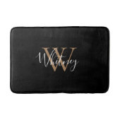Elegant Stilvoller Skriptname Gold Black Monogram Badematte (Vorderseite)