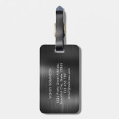 Elegant Stilvolles 2 Monogramm Initial Black Metal Gepäckanhänger (Rückseite vertikal)