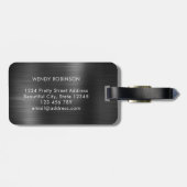 Elegant Stilvolles 2 Monogramm Initial Black Metal Gepäckanhänger (Rückseite horizontal)