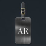 Elegant Stilvolles Black Metal 2 Monogram Gepäckanhänger<br><div class="desc">Girly Stylish Moderne elegante Black Metal 2 Monogram Initial Custom Personalisierte Personalisiert Luggage Bag Tag. Dieses Design mit zwei (2) Monogramm anfänglichen Typografie-Schriftart und der Rückseite Adresse Info über schwarz metallische Folie Look Hintergrund. Diese sind einfach zu anpassen. Stilvolles Geschenk für Hochzeit, Brautparty, süßen 16 Geburtstag, Abschluss, und für alle,...</div>