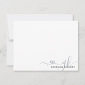Elegant Stilvolles Heart Script 2 Monogram Initial Mitteilungskarte (Vorderseite)