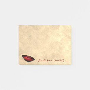 Elegant stilvolles Mädchen, Gold, rote Lippen Post-it Klebezettel