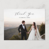 Elegant stilvolles Script Foto Wedding Vielen Dank Postkarte (Vorderseite)