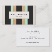 Elegant Stilvolles Türkis Gold und schwarz gestrei Visitenkarte (Vorne/Hinten)