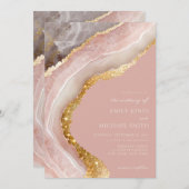 Elegant Stone Agate Marble Chic Wedding Einladung (Vorne/Hinten)