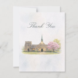 Elegant Stone Chapel Spring Wedding Thank You Card Dankeskarte