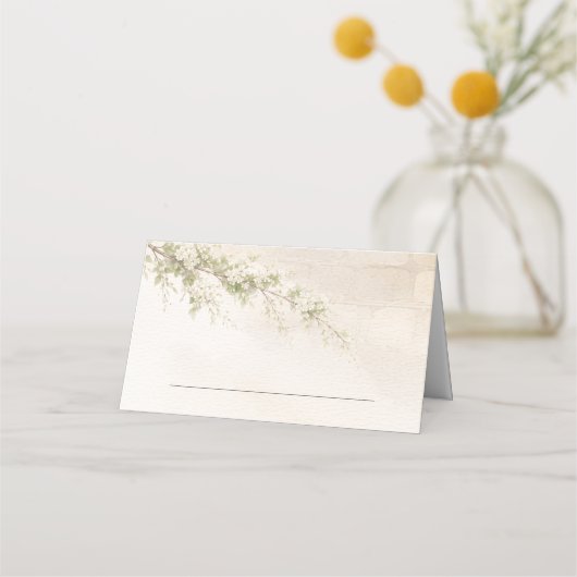 Elegant Stone & Floral Wedding Folded Place Card Platzkarte (Vorderseite)