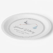 Elegant Stork Baby Shower Pappteller (Schrägansicht)