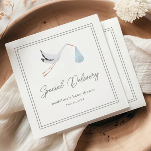 Elegant Stork Baby Shower Serviette