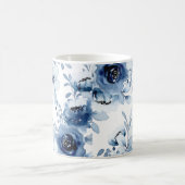 Elegant Stormy Blue Floral Watercolor Kaffeetasse (Mittel)
