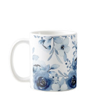 Elegant Stormy Blue Floral Watercolor