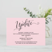 Elegant storniert Hochzeit Pastel Pink Ankündigung (Stehend Vorderseite)