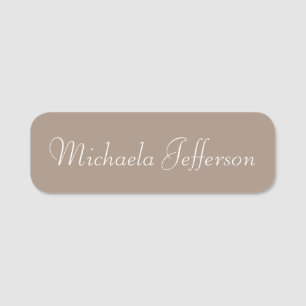 Elegant Straw Brown Trendy Handgeschriebene Kallig Namensschild