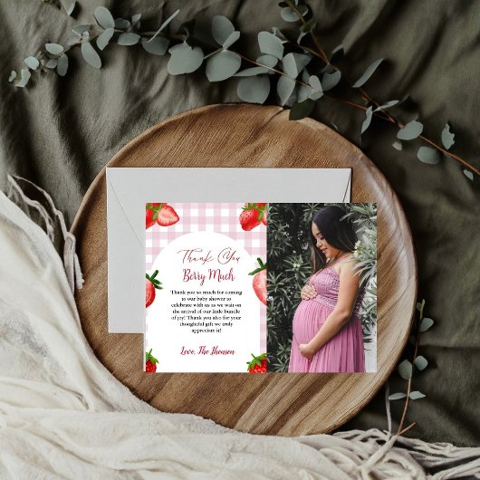 Elegant Strawberry Baby Dusche Dankeschön Karte