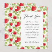 Elegant Strawberry Baby Shower Danke Karte (Vorne/Hinten)