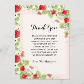 Elegant Strawberry Baby Shower Dankeskarte (Vorne/Hinten)