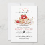 Elegant Strawberry Pancake Brunch Babydusche Einladung (Vorderseite)