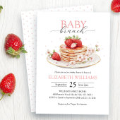 Elegant Strawberry Pancake Brunch Babydusche Einladung