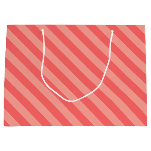 Elegant Strawberry Pink Striped Pattern Große Geschenktüte (Vorderseite)