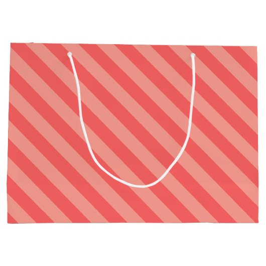 Elegant Strawberry Pink Striped Pattern Große Geschenktüte (Rückseite)