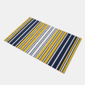 Elegant, Streifen, marineblau, Senfgelb, weiß Fußmatte (Schrägansicht)