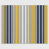 Elegant, Streifen, marineblau, Senfgelb, weiß Geschenkpapier (Flach)