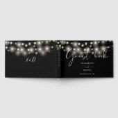 Elegant String Lights Black And White Wedding Gästebuch (Voll)