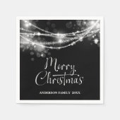 Elegant String Lights Black Christmas Serviette (Vorderseite)