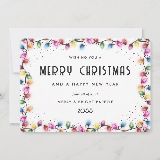 Elegant String Lights Business Christmas Feiertagskarte (Vorderseite)