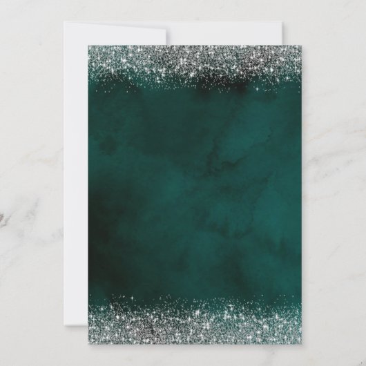 Elegant String Lights Confetti Green Sweet 16 Einladung (Rückseite)