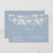 Elegant String Lights Dusty Blue Wedding RSVP Karte (Vorne/Hinten)