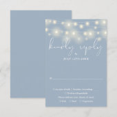 Elegant String Lights Dusty Blue Wedding RSVP Karte (Vorne/Hinten)