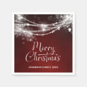 Elegant String Lights Red Christmas Serviette (Vorderseite)