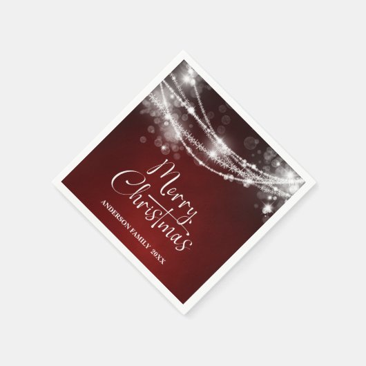 Elegant String Lights Red Christmas Serviette (Ecke)