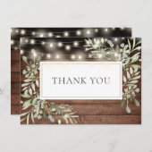 Elegant String Lights Rustikale Waldlandschaft Dankeskarte (Vorne/Hinten)